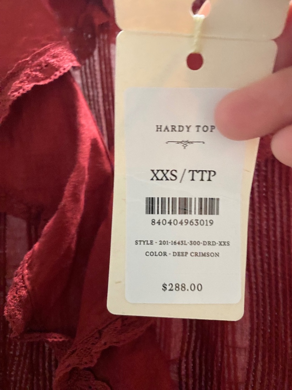 DOEN Hardy Blouse Deep Crimson-XXS - Picture 2 of 4